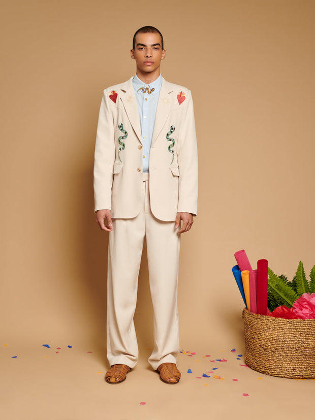 Diego Embroidered Blazer Ivory Cream / Z