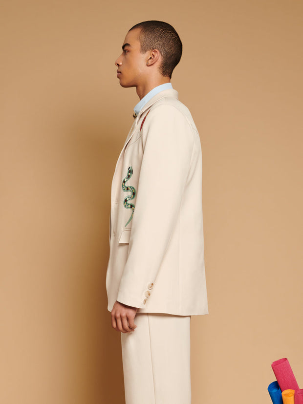 Diego Embroidered Blazer Ivory Cream / Z