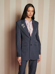 Albert Brooch Single Breasted Blazer Anthracite Grey / Z