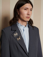 Albert Brooch Single Breasted Blazer Anthracite Grey / Z