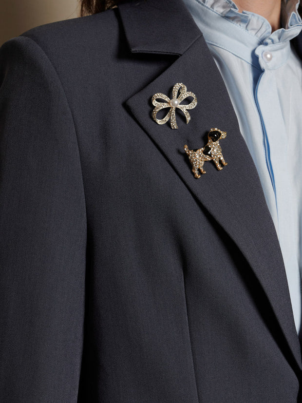 Albert Brooch Single Breasted Blazer Anthracite Grey / Z