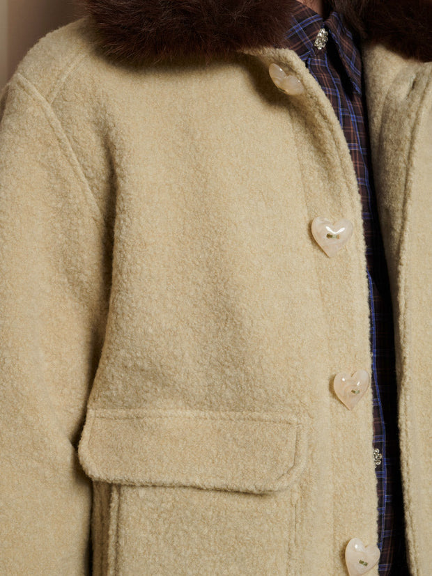 Arden Fur Collar Jacket Sage Green / Z