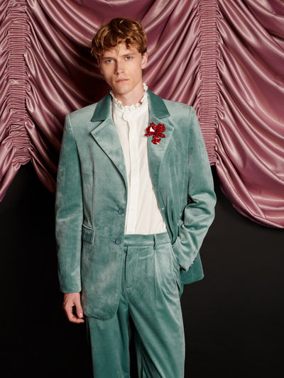 Elio Velvet Single Breasted Blazer