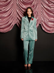 Elio Velvet Single Breasted Blazer Celadon Blue / Z