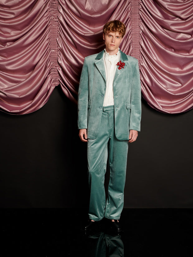 Elio Velvet Single Breasted Blazer