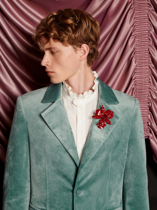 Elio Velvet Single Breasted Blazer