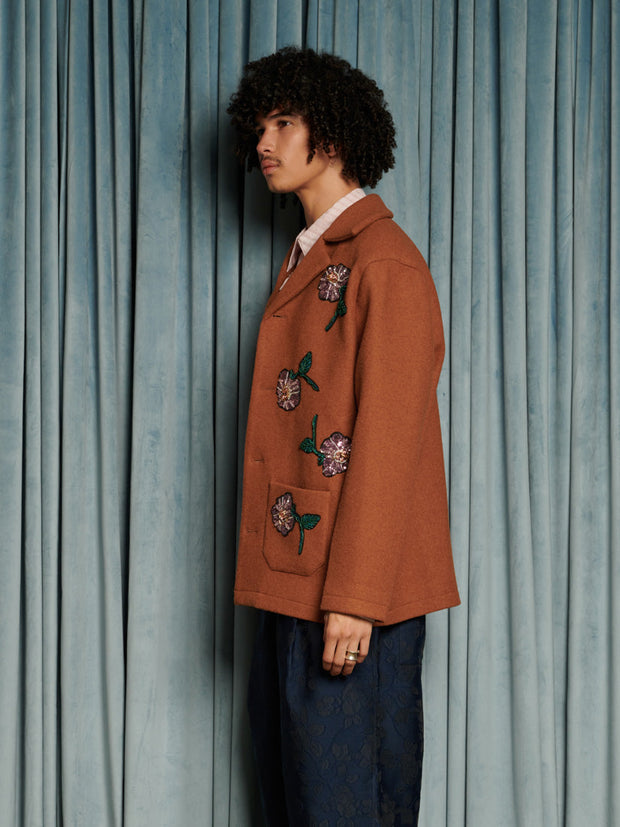 Odette Flower Embellished Jacket Bright Tan / Z