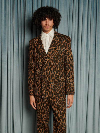 Matteo Leopard Double Breasted Blazer Leopard Tan / Z
