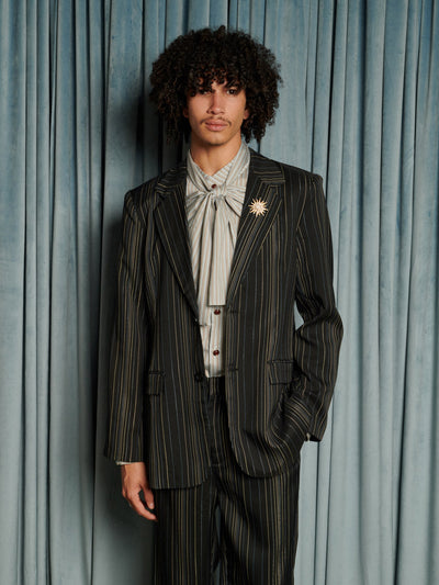 Richie Stripe Single Breasted Blazer Coal Black / Z