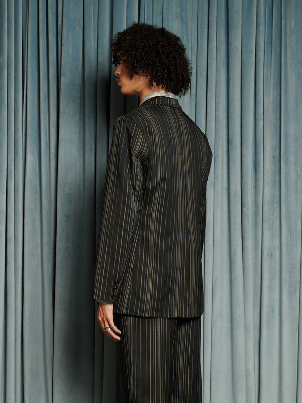 Richie Stripe Single Breasted Blazer Coal Black / Z