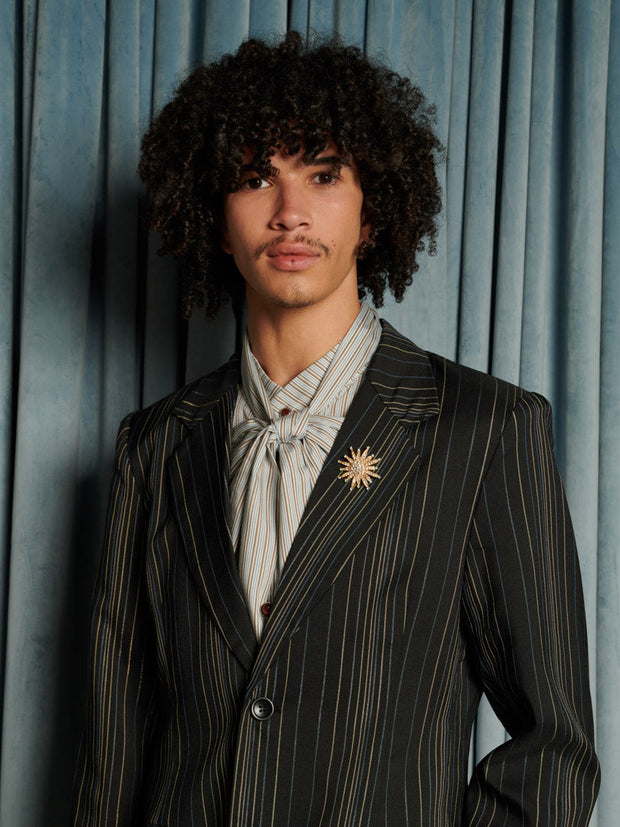 Richie Stripe Single Breasted Blazer Coal Black / Z