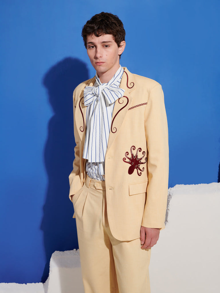 Helios Embroidered Single Breasted Blazer