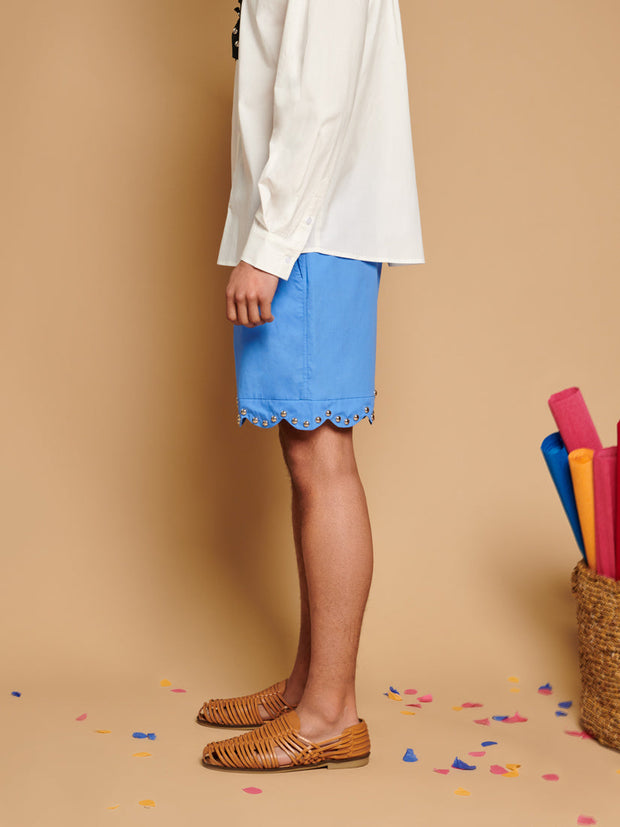 Celeste Studded Scallop Shorts Cobalt Blue / Z