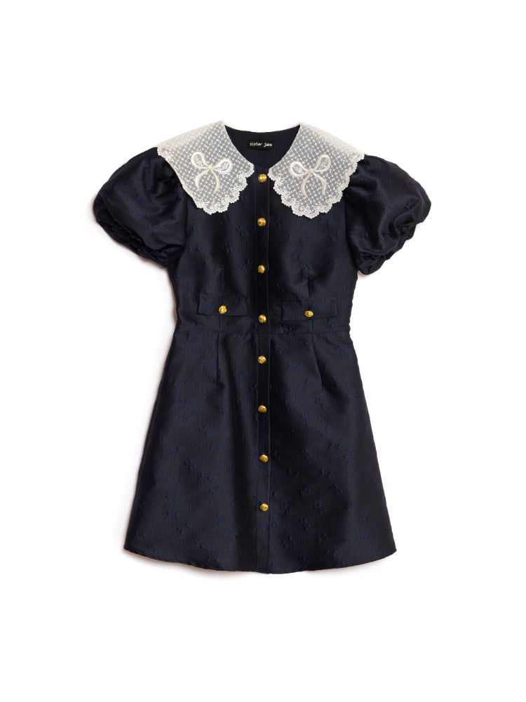 ♡ sister jane Embroidered Collar Dress♡ Sister Jane drop hem detachable lace collar mini dress in