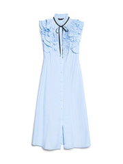 Glassy Ruffle Pleat Midi Dress