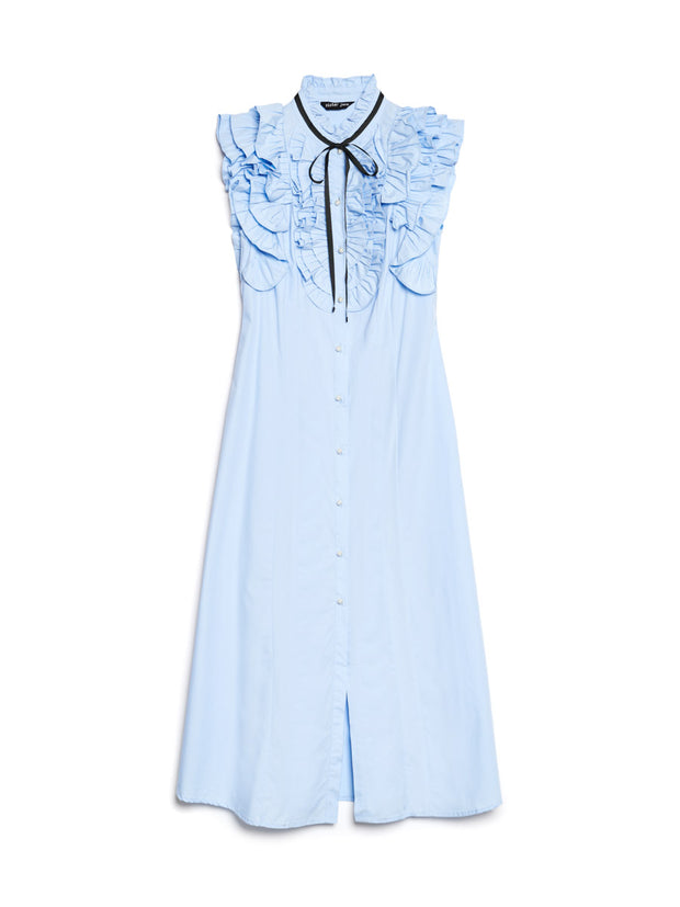 Glassy Ruffle Pleat Midi Dress