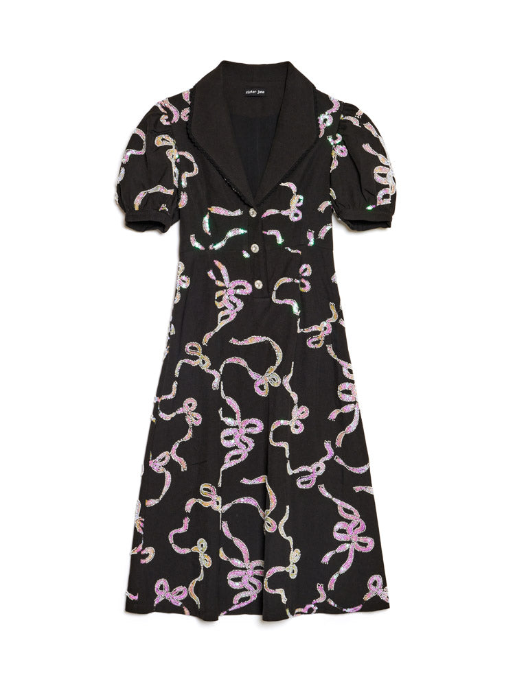 sister jane ruffle ready bow midi dress Sister Jane Ripple Bow Embellished Shirt Dress
