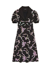 Ripple Bow Embellished Midi Dress