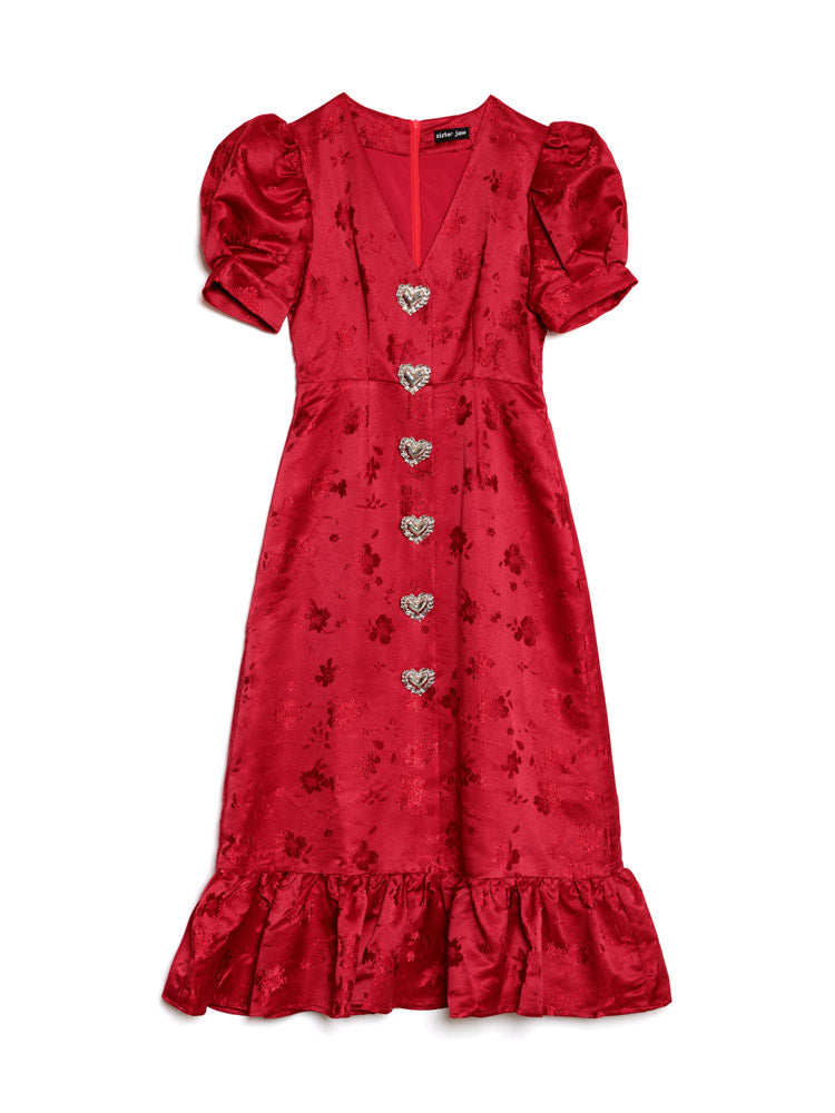 Carnival Hearts Midi Dress Opera Red / XS