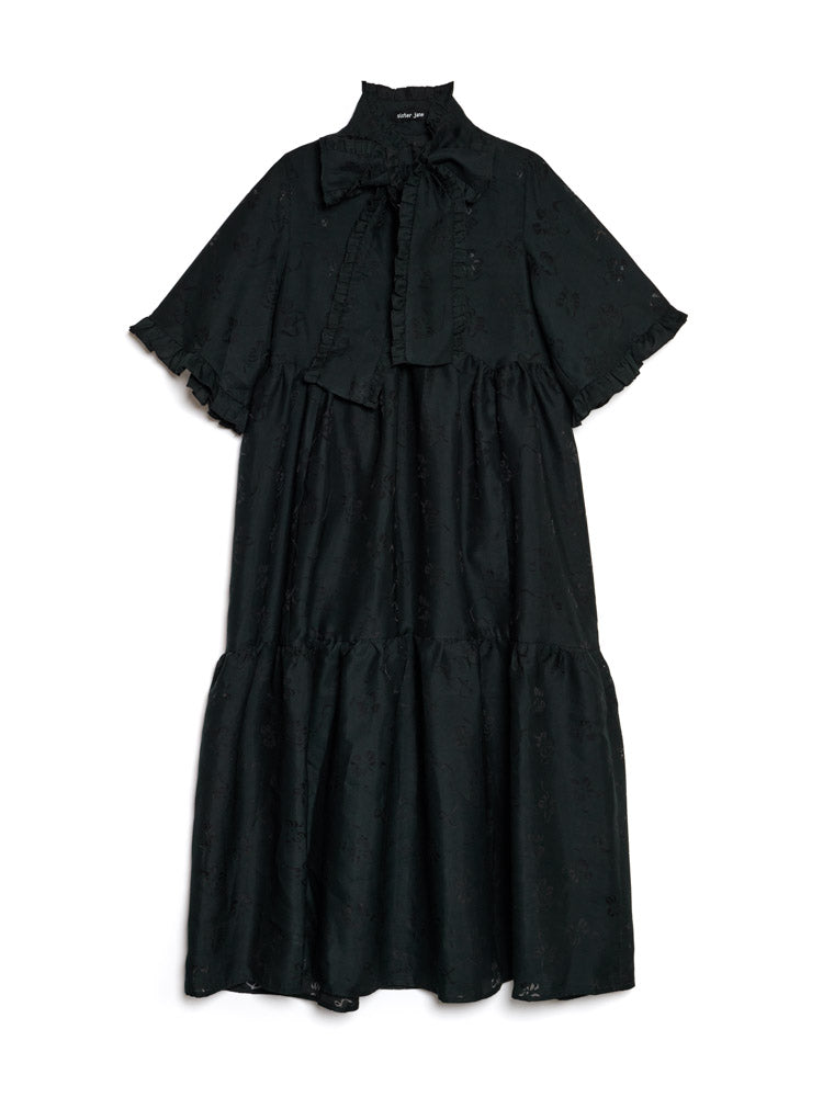knee length dresses for ladies Solace Bow Midi Dress Coal Black / S