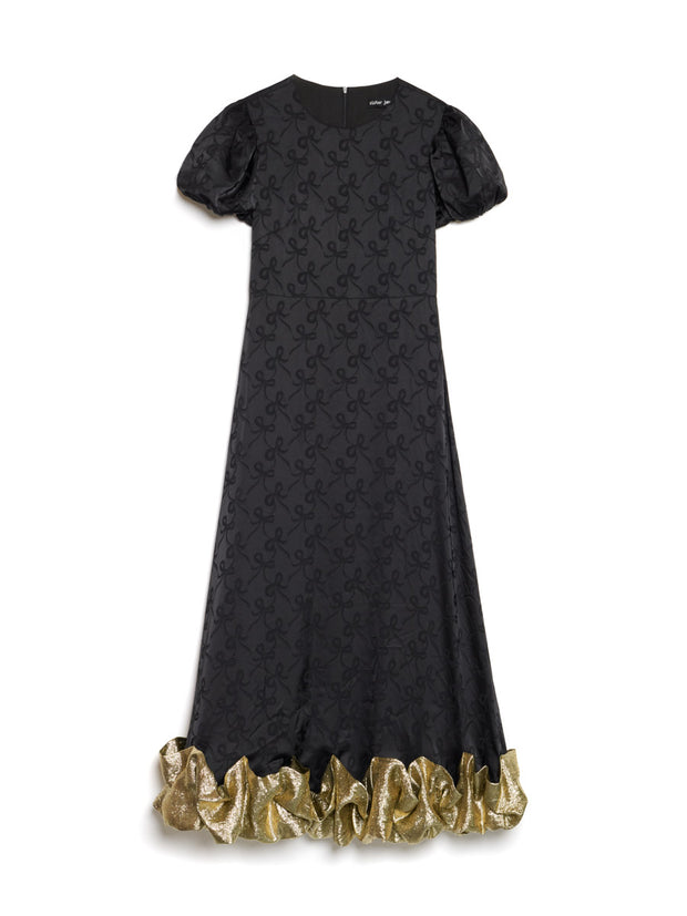 Gilded Ruffle Midi Dress