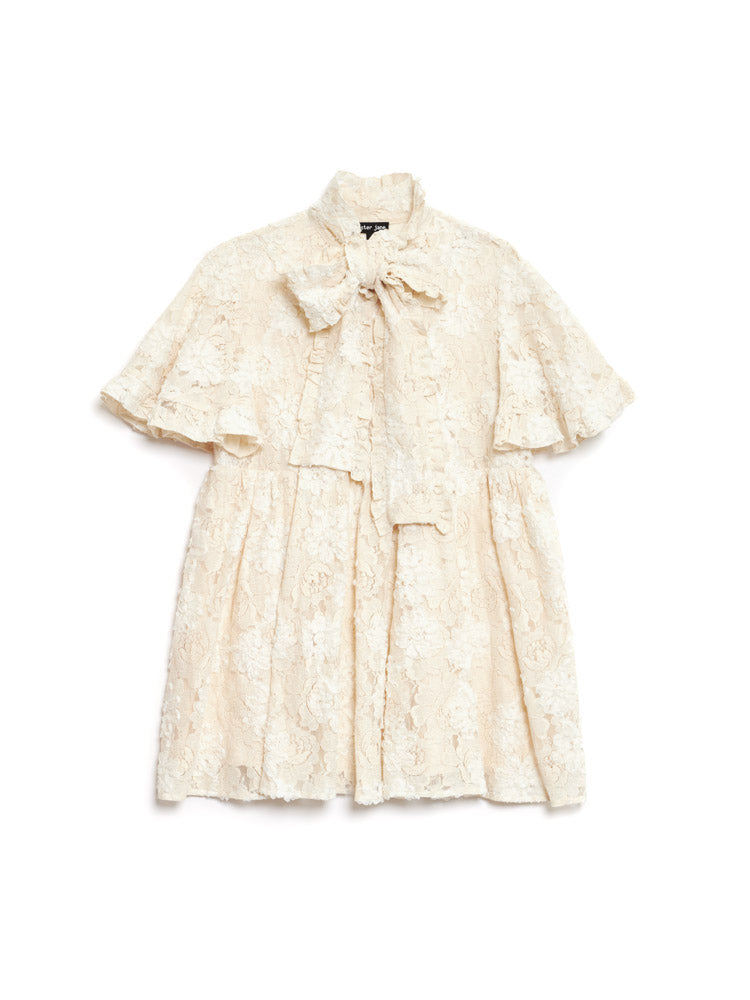 white lace quarter sleeve dress Mid Calf Tea Length Lace Wedding Dress with 3/4 Sleeves Keyhole Back White / 0
