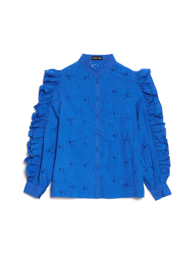 Meadow Sage Ruffle Blouse