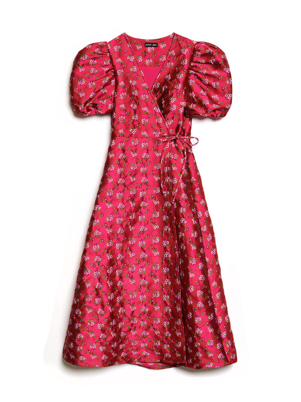 Momento Jacquard Midi Wrap Dress