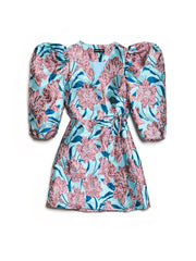 Deco Bloom Jacquard Mini Wrap Dress