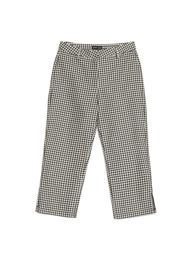 Petal Houndstooth Capri Trousers