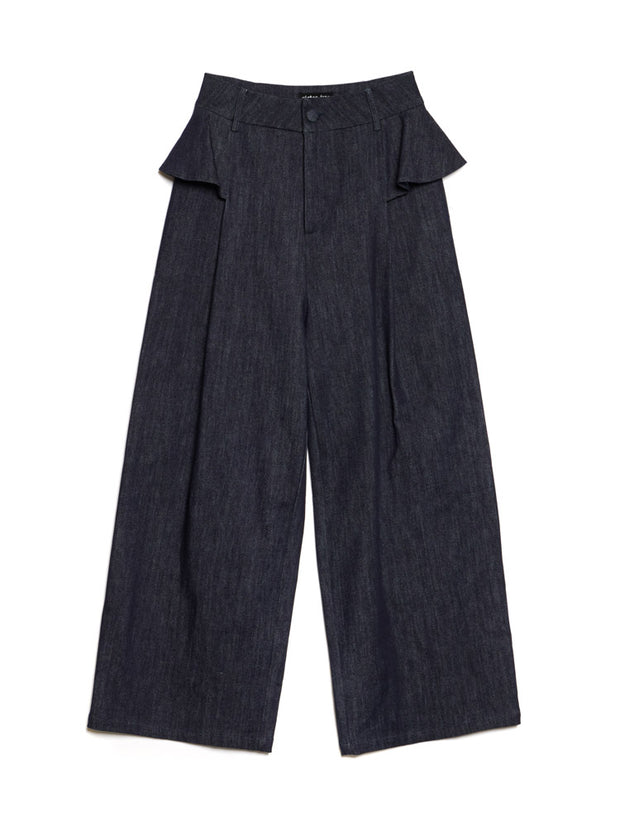 Curio Denim Ruffle Trousers