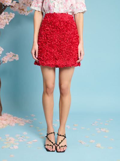 Rose Plume Mini Skirt