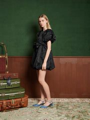 Birch Bow Mini Dress Coal Black / Z