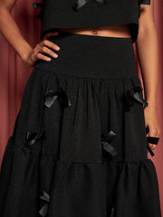 Birdie Bow Midi Skirt Coal Black / Z