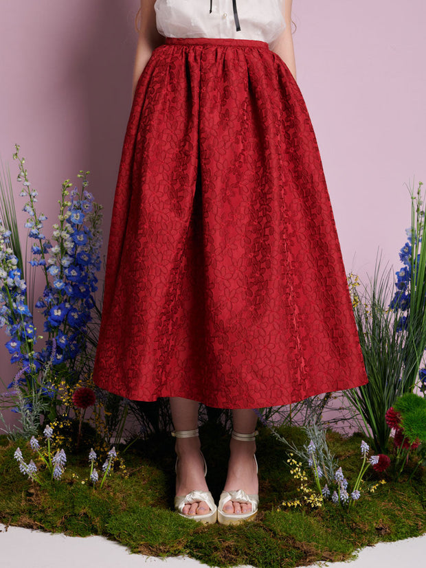 Calla Jacquard Midi Dress Burgundy Red / Z