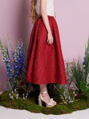 Calla Jacquard Midi Dress Burgundy Red / Z