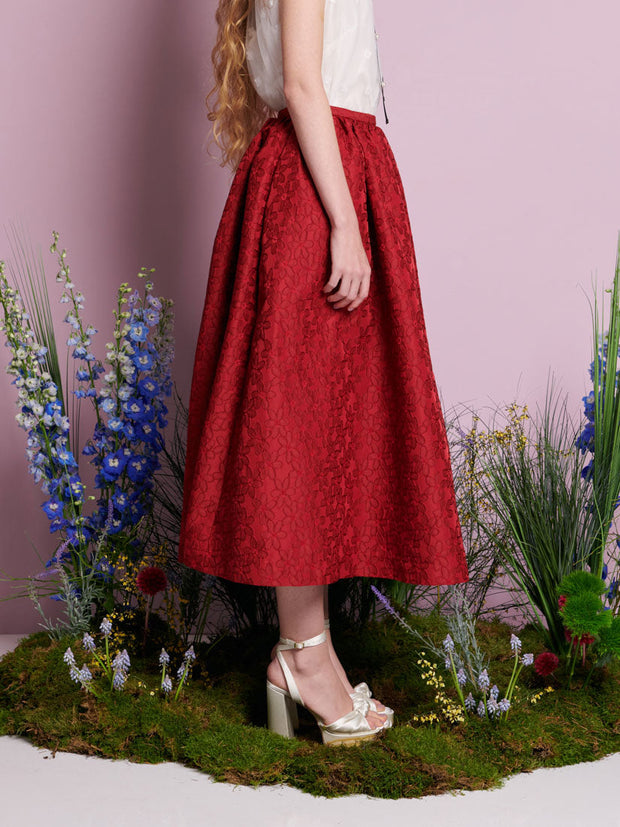 Calla Jacquard Midi Dress Burgundy Red / Z