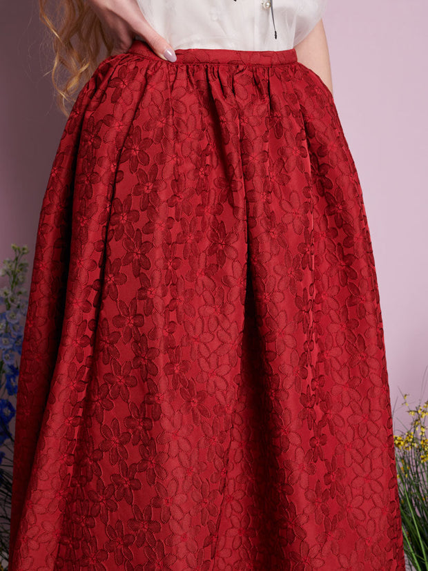 Calla Jacquard Midi Dress Burgundy Red / Z