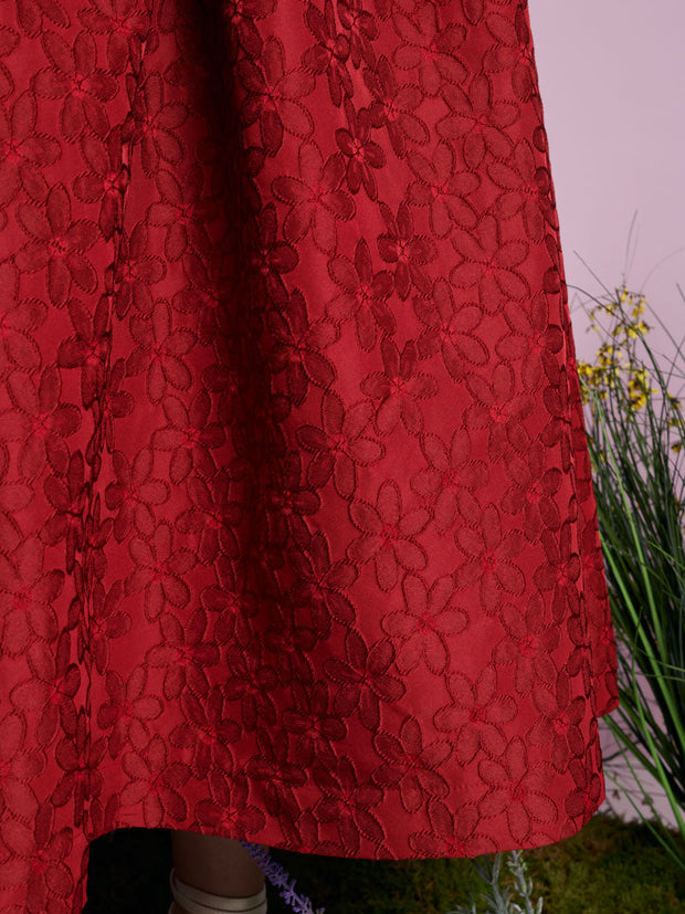 Calla Jacquard Midi Dress Burgundy Red / Z