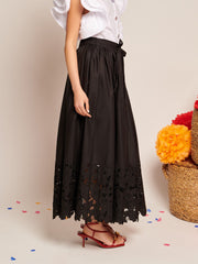 La Fiesta Embroidered Maxi Skirt Coal Black / Z