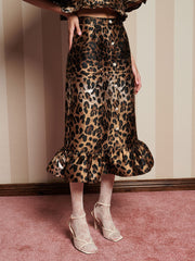 Suite Leopard Jacquard Skirt Brown Leopard / Z