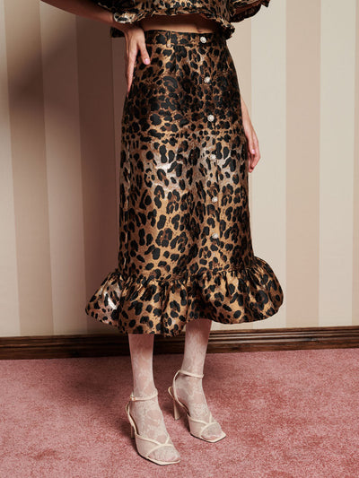 Suite Leopard Jacquard Skirt Brown Leopard / Z