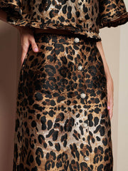 Suite Leopard Jacquard Skirt Brown Leopard / Z
