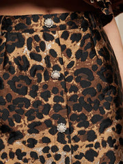 Suite Leopard Jacquard Skirt Brown Leopard / Z