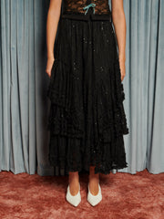 Eclipse Lace Midi Skirt Coal Black / Z