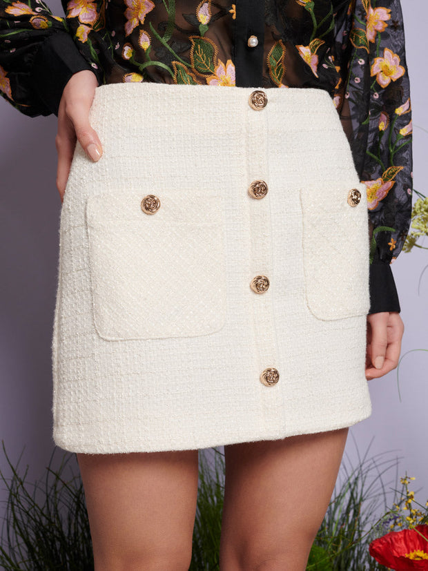 Whisper Tweed Mini Skirt Pearl Ivory / Z
