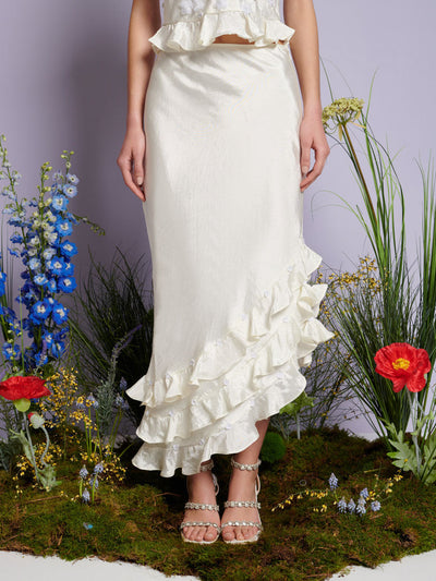 Forget Me Not Asymmetric Skirt Satin Ivory / Z