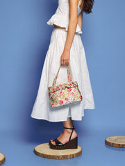 Pines Embroidered Midi Skirt Pearl White / Z