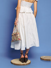 Pines Embroidered Midi Skirt Pearl White / Z