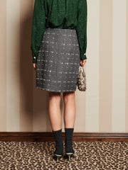 Parlour Tweed Midi Skirt Dark Grey / Z